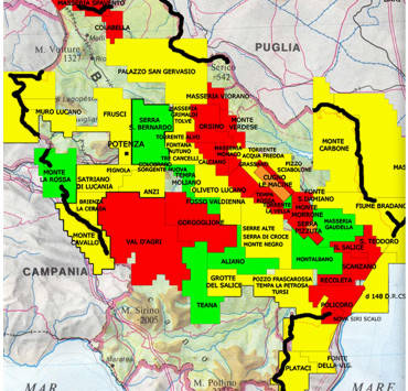 Mappa petrolifera della Basilicata