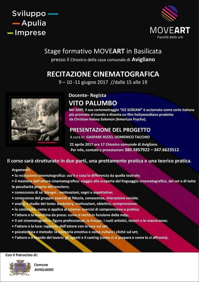 Recitazione cinematografica, in Basilicata uno stage con il regista di “Ice Scream”