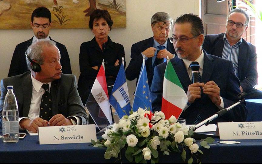 Il magnate egiziano Naguib Sawiris e il presidente della Regione Basilicata, Marcello Pittella 