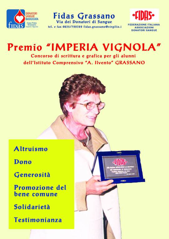 Grassano, la Fidas consegna i premi del concorso “Imperia Vignola”