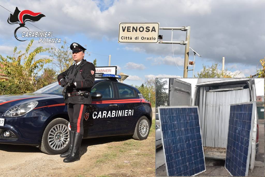 Furto di pannelli solari, carabinieri intercettano ladri