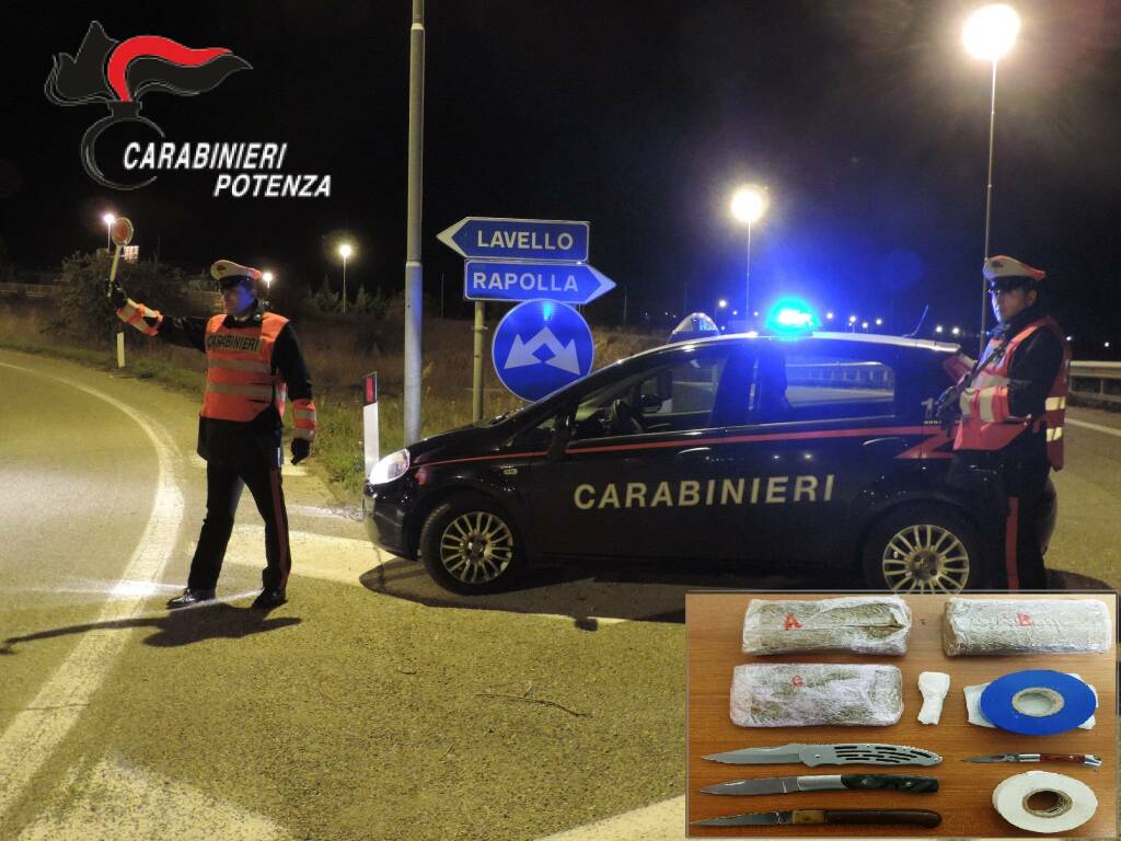 Sorpresi in auto con droga, tre arresti in provincia di Potenza