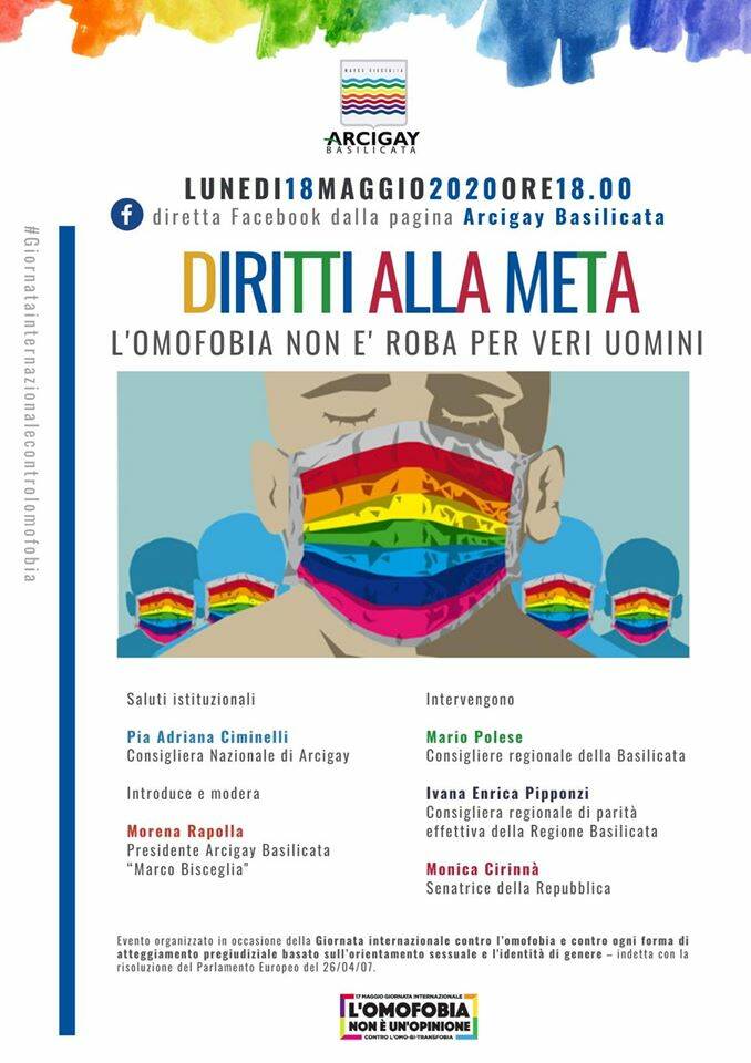 Giornata internazionale contro l’omofobia, iniziativa dell’Arcigay Basilicata