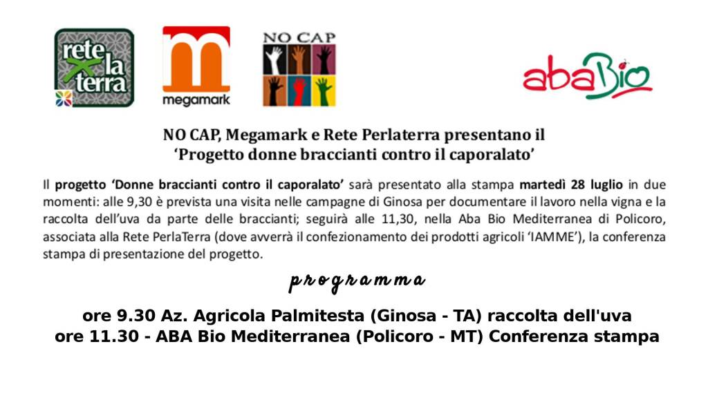 Contro la criminalità in agricoltura, per la dignità dei lavoratori e la sicurezza dei consumatori: interessante iniziativa