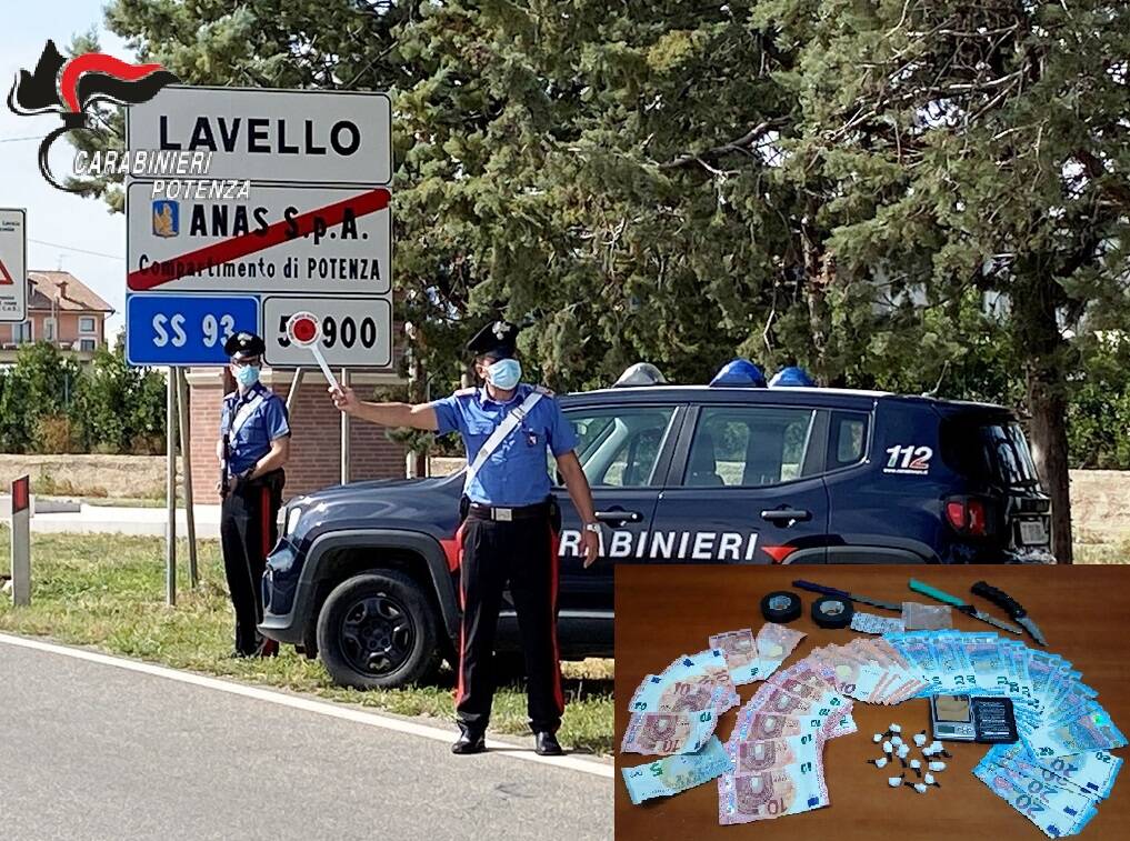 Operazione antidroga dei carabinieri nel Potentino, due arresti e tre denunce