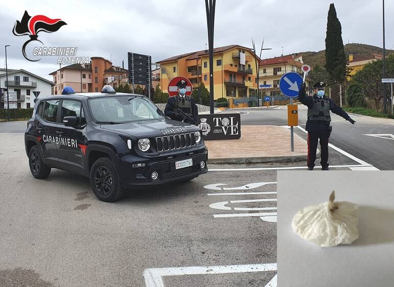Carabinieri di Tolve e cocaina sequestrata
