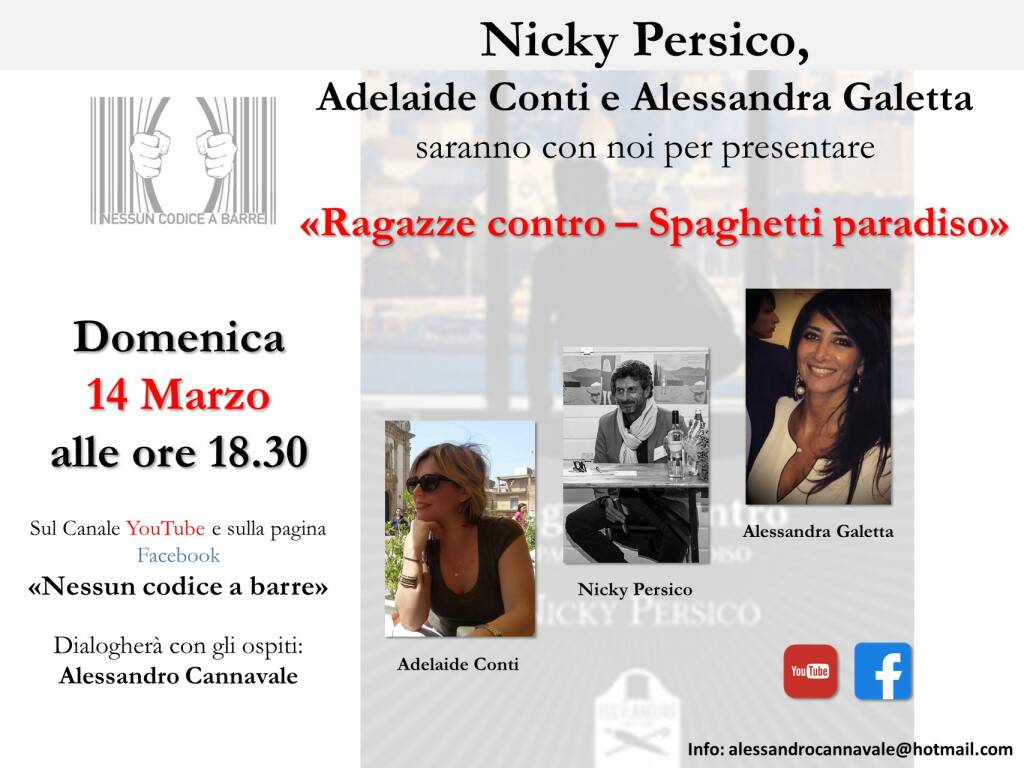 Ragazze contro-Spaghetti Paradiso, il libro di Nicky Persico in un dibattito su “Nessun codice a barre”