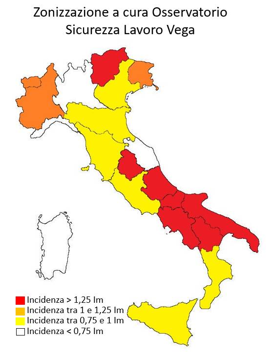 Il rischio di morte per lavoro, regione per regione: la Basilicata in zona rossa