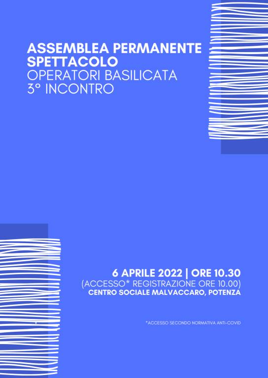 Assemblea Permanente Spettacolo di Basilicata: un incontro il 6 aprile a Potenza