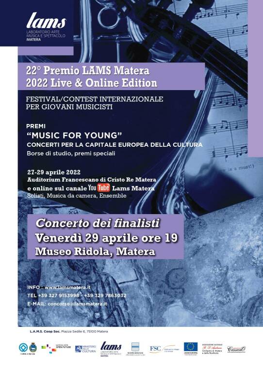 Premio Lams, a Matera la finale del contest per giovani musicisti