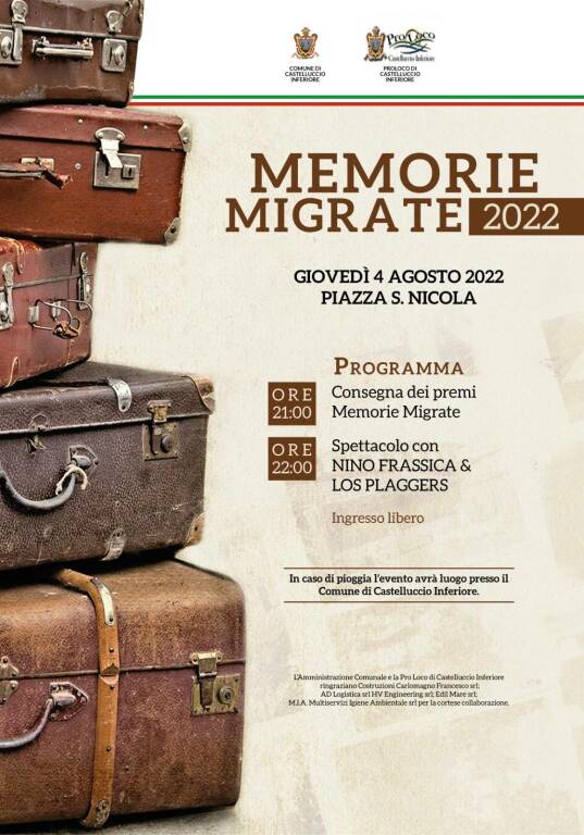 A Castelluccio Inferiore il premio “Memorie migrate”
