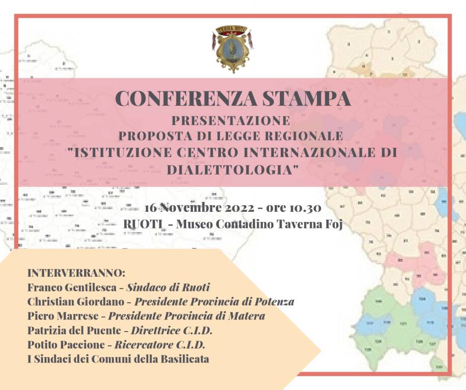 Presentazione proposta di legge regionale “Istituzione Centro internazionale di dialettologia”