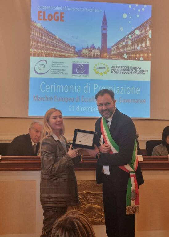 A Venezia consegnato il riconoscimento europeo “Marchio di eccellenza della governance” al Comune di Tito