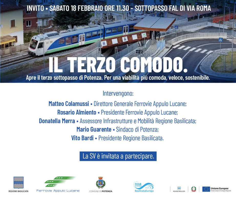 Ferrovie Appulo Lucane, a Potenza l’inaugurazione del sottopasso di Via Roma