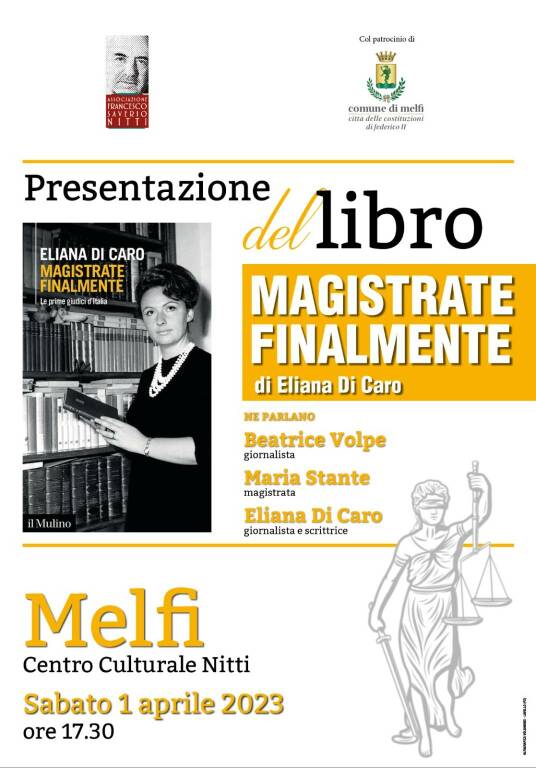 Le prime donne magistrate, a Melfi la presentazione del libro di Eliana Di Caro