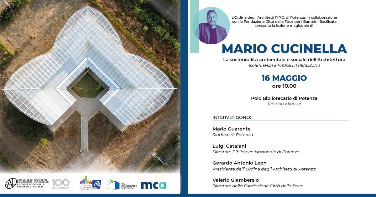 Sostenibilità ambientale e architettura, a Potenza la lezione magistrale di Mario Cucinella