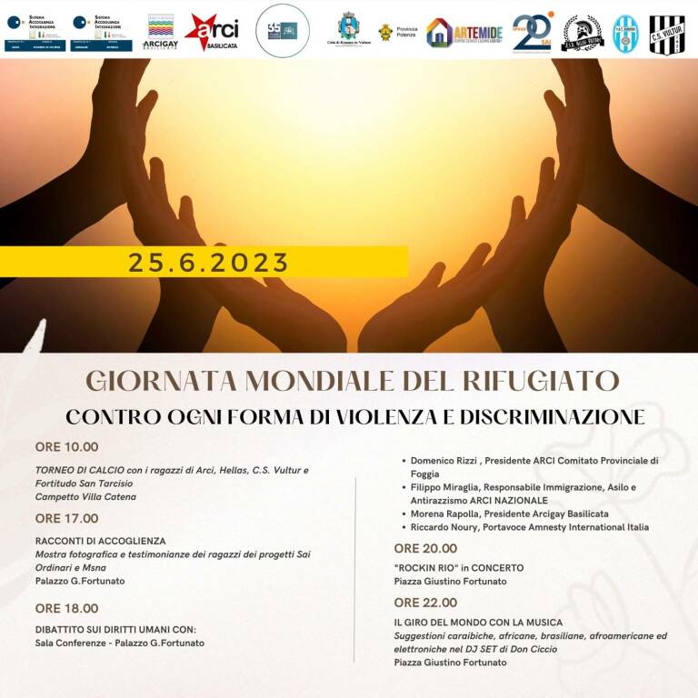 Giornata mondiale del Rifugiato, a Rionero in Vulture un’iniziativa “contro diffidenza e discriminazione”