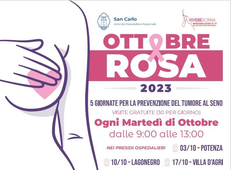 Prevenzione tumore al seno, visite gratuite in tutti i presidi ospedalieri dell’Azienda regionale San Carlo