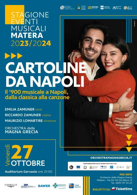 Matera, “Cartoline da Napoli” apre la stagione concertistica dell’Orchestra Magna Grecia