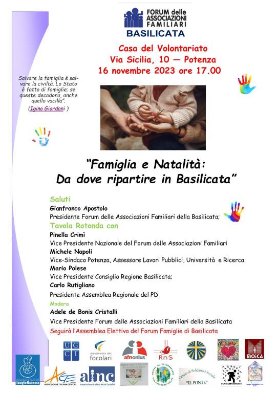 “Famiglia e natalità. Da dove ripartire in Basilicata”