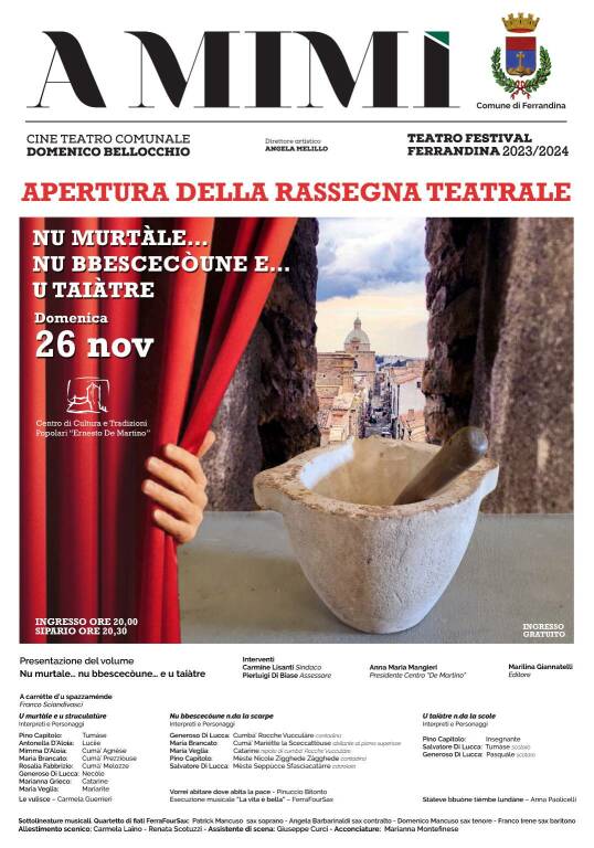Teatro festival Ferrandina, il 26 novembre apertura dedicata a Bellocchio