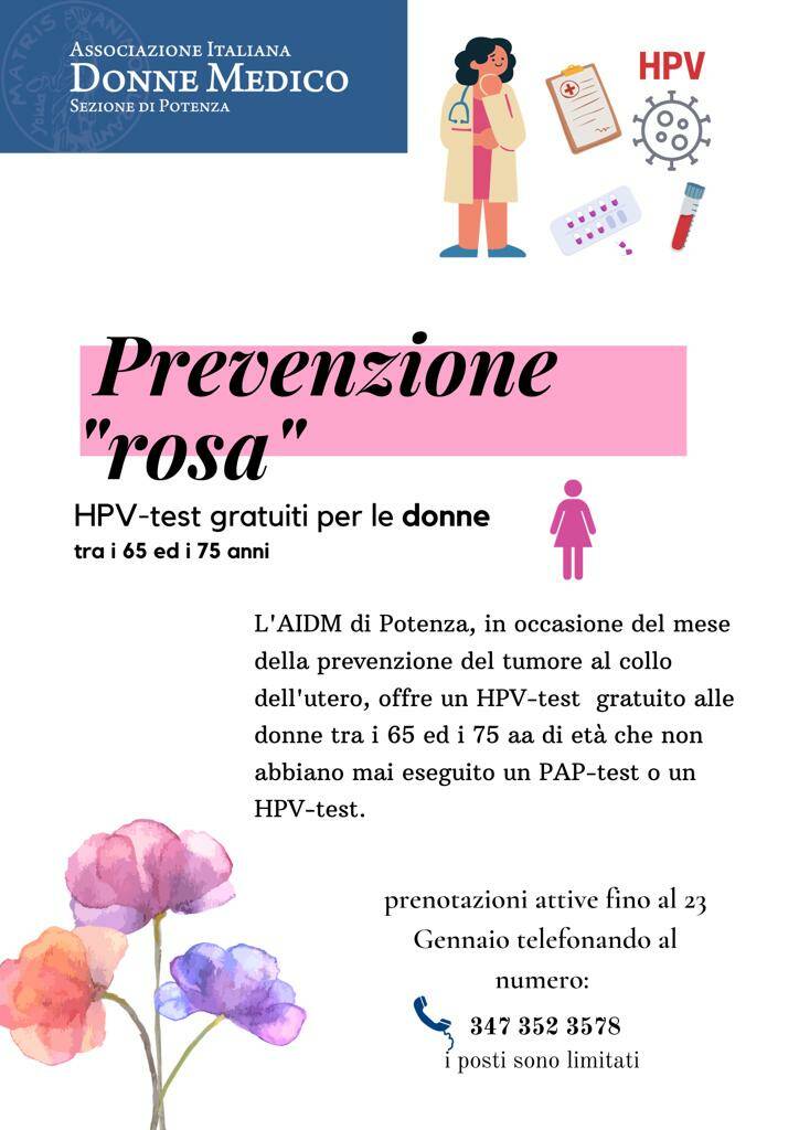 Prevenzione tumore collo dell’utero, a Potenza screening gratuiti per le donne dai 65 ai 75 anni