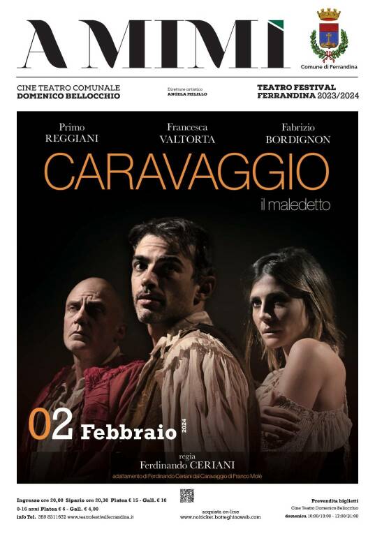 Primo Reggiani in scena a Ferrandina con “Caravaggio il maledetto”