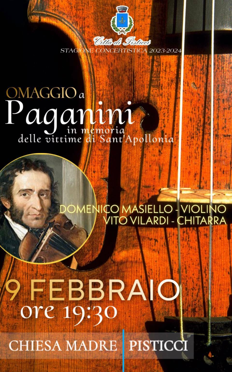 A Pisticci il concerto omaggio a Paganini per ricordare la notte di Sant’Apollonia
