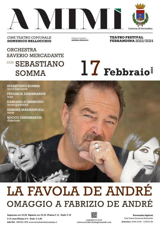 Sebastiano Somma e l’Orchestra Mercadante presentano “La favola De André”