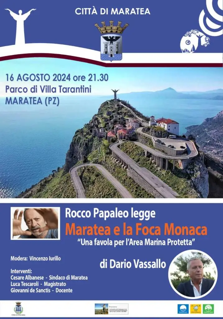 Fondazione Vassallo: “A Maratea, Rocco Papaleo e Dario Vassallo presentano “Maratea e la Foca Monaca